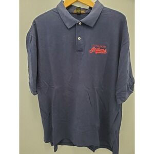 Cleveland Indians Polo Shirt Mens XL Vintage Made in USA Blue‎ 100% Cotton S/S
